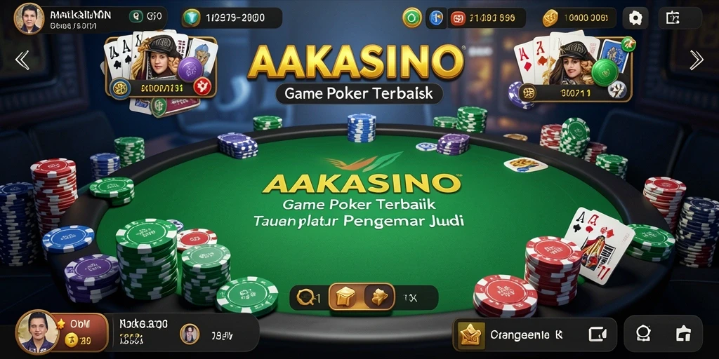 Tampilan gameplay AAKASINO dengan suasana poker yang seru.