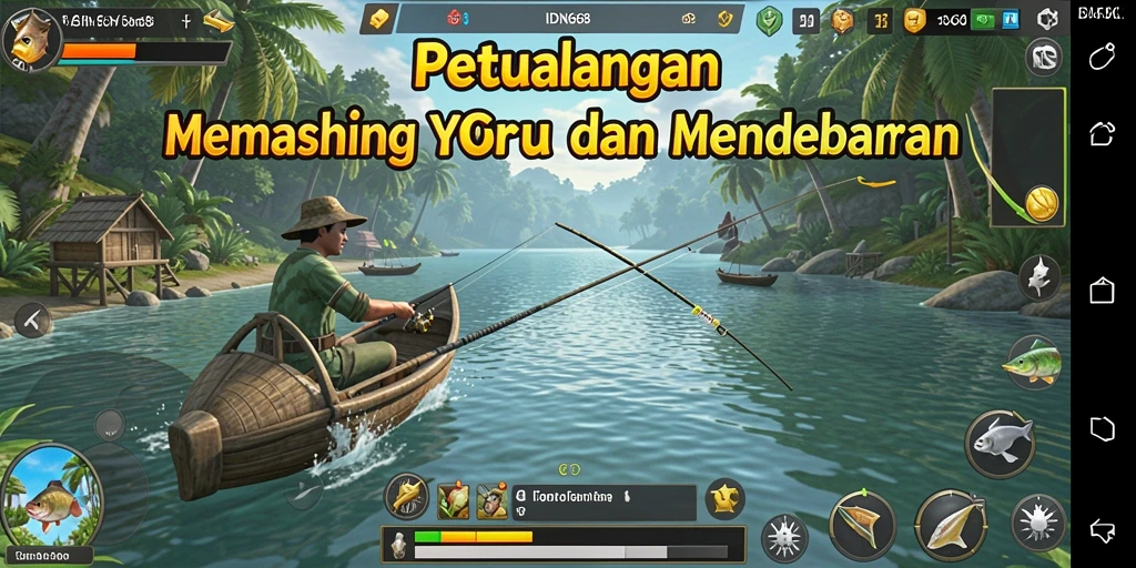 Tampilan permainan IDN668 yang menampilkan aksi memancing yang mendebarkan.