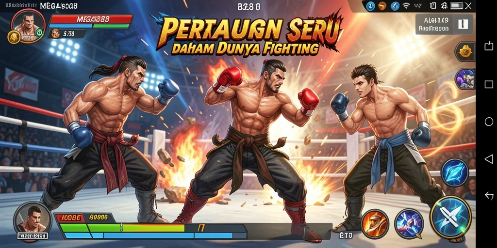 Screenshot gameplay <strong>MEGA888</strong> menunjukkan pertarungan yang intens dan grafis berkelas.