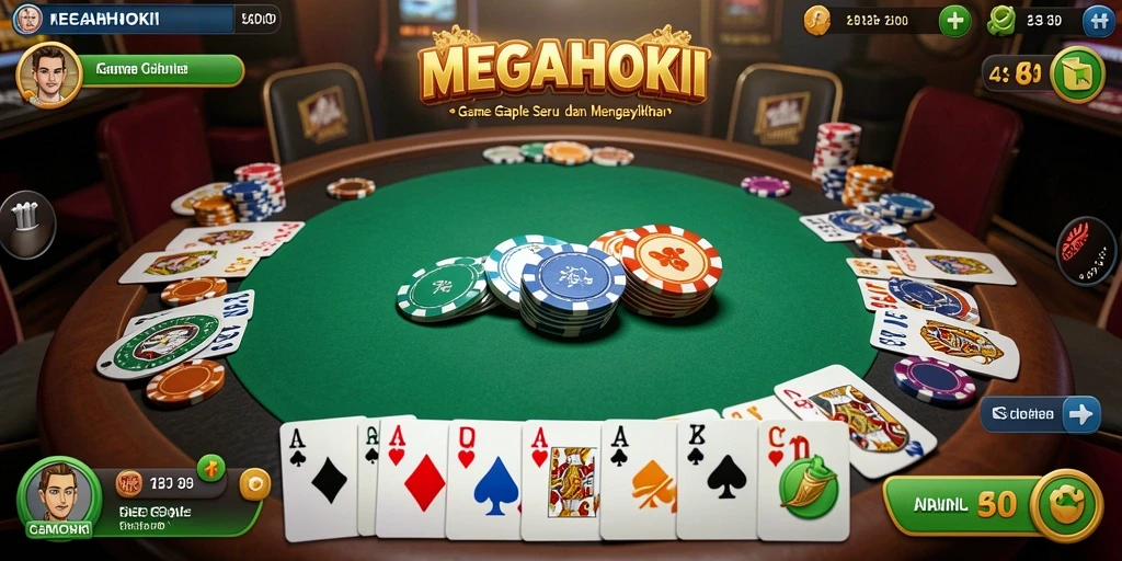 Tampilan gameplay seru dalam MEGAHOKI dengan kartu yang menarik.
