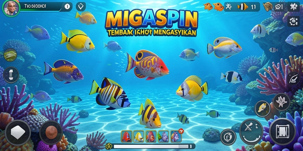 Tampilan gameplay Tembak Ikan yang menarik di MIGASPIN.