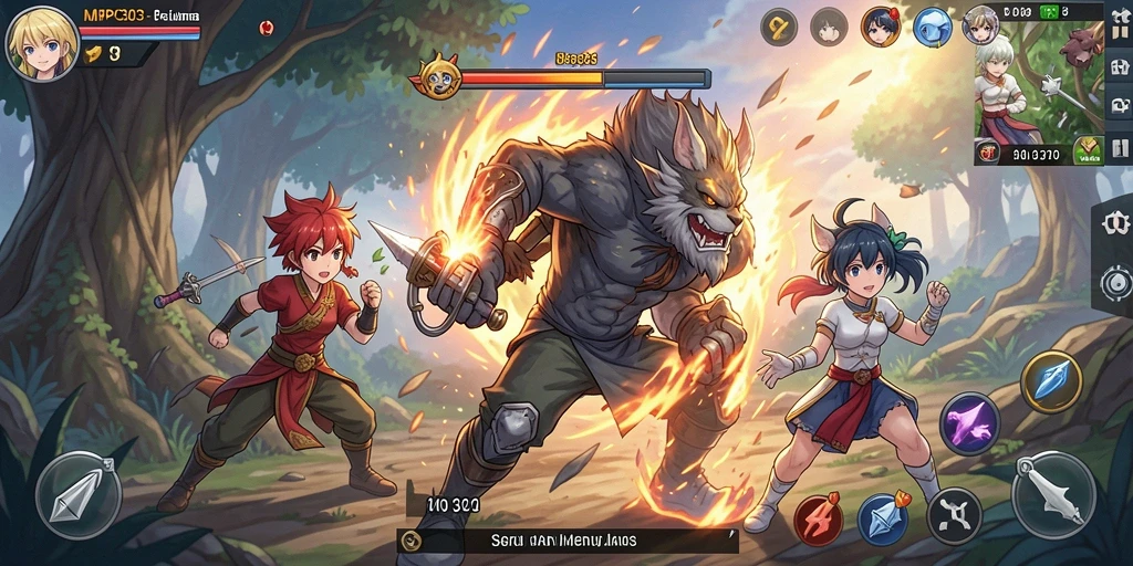 Tampilan gameplay MPO303 yang memukau dengan karakter anime beraksi.