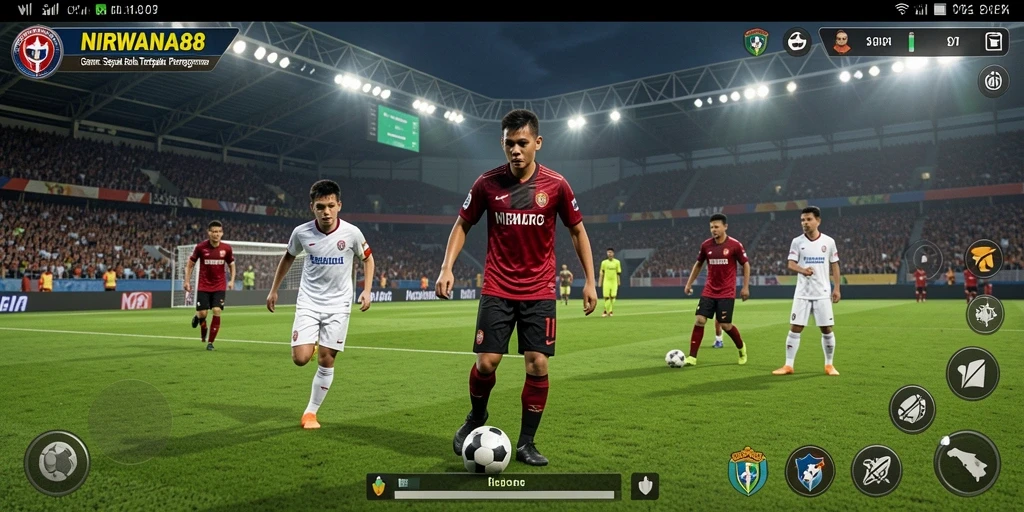 Tampilan gameplay mendebarkan dari NIRWANA88 dengan aksi sepak bola yang intens.