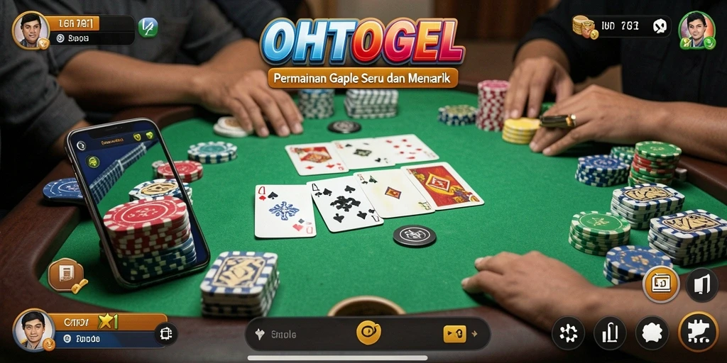 Screenshot gameplay OHTOGEL menampilkan suasana permainan Gaple yang seru.