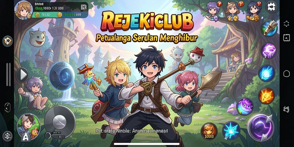 Tampilan gameplay menarik dari REJEKICLUB dengan karakter anime.