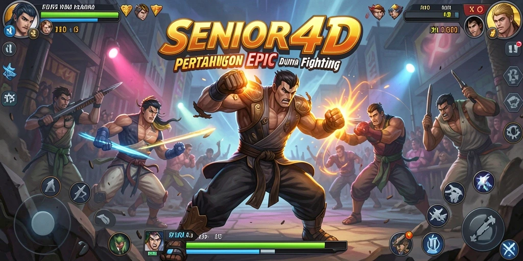 Tampilan gameplay menarik di arena pertarungan SENIOR4D.