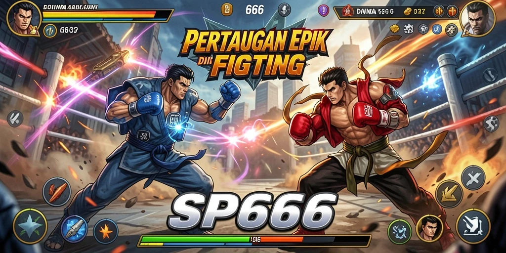 Screenshot utama SP666 menampilkan pertarungan epik antara karakter terpilih.