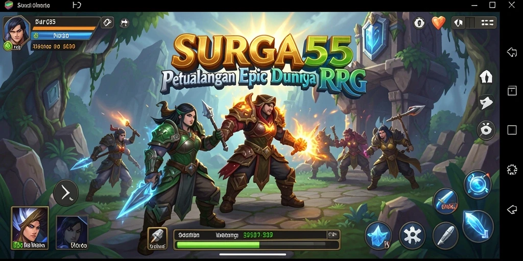 Screenshot gameplay SURGA55 menampilkan petualangan seru dalam dunia RPG yang penuh warna.